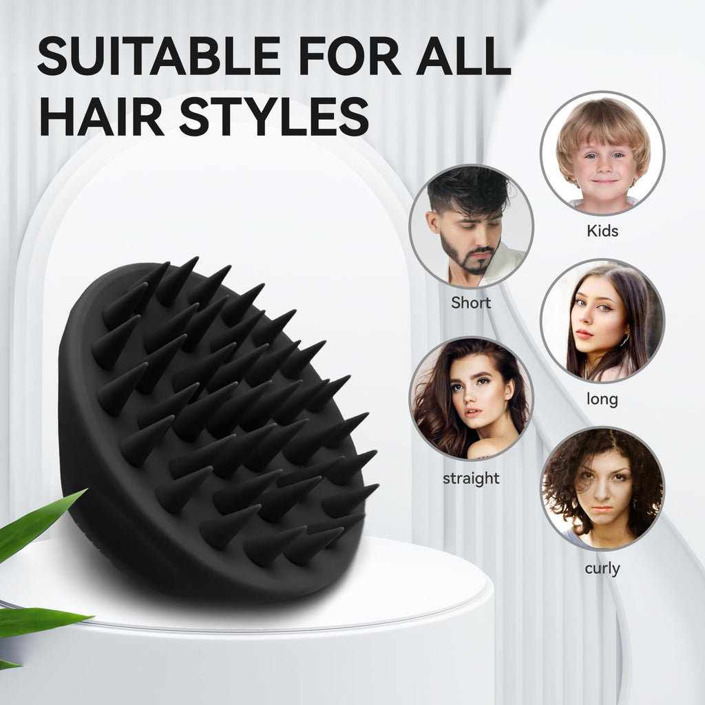 Ithyes 38 Finger Enlarged Scalp Massager Hair Growth,Head Massager,Silicone Scalp Brush Shampoo Brush for Hair Care,Scalp Scrubber,Hair Brush Wet Dry Comb,Scalp Exfoliator for Men Women Pets (Black)