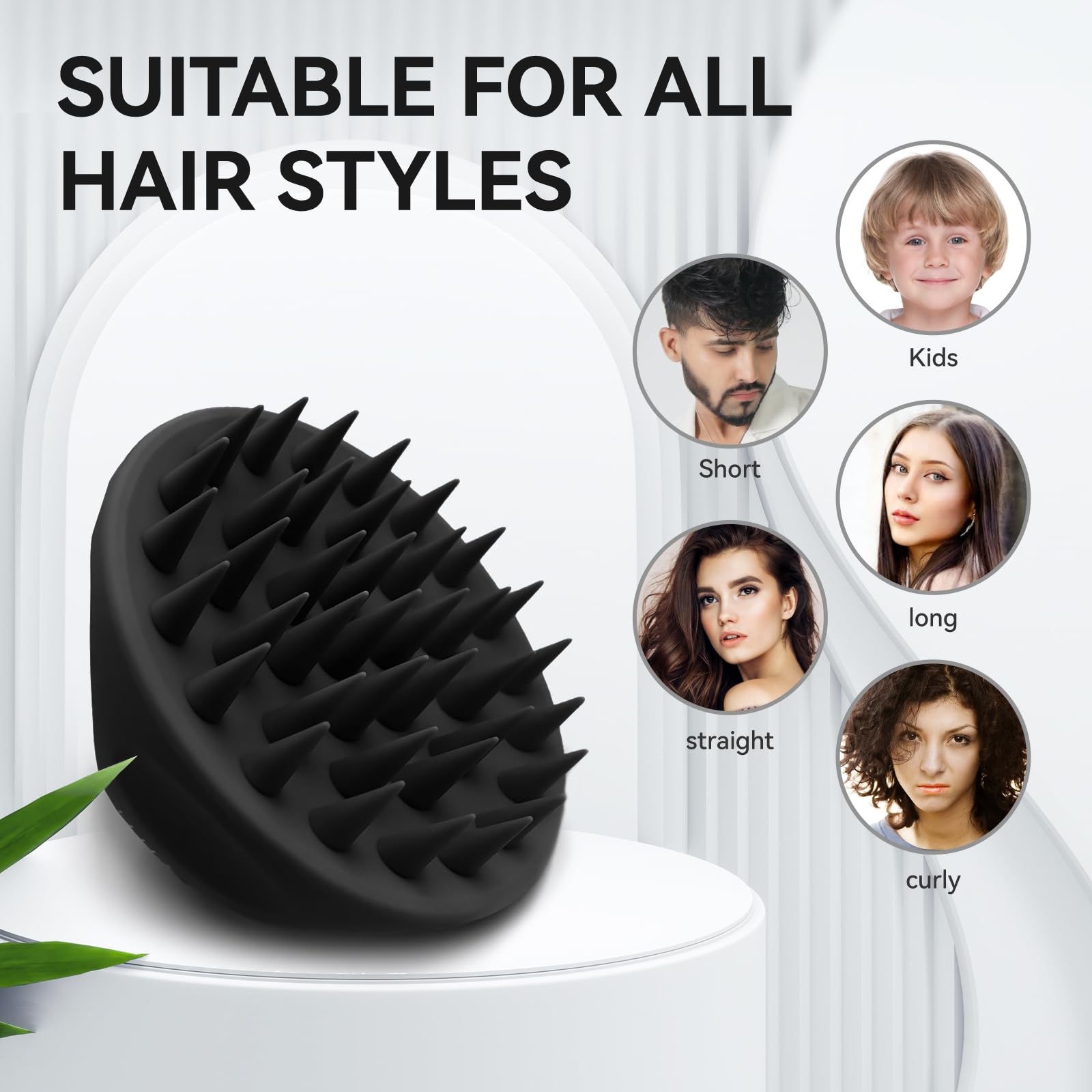 Ithyes 38 Finger Enlarged Scalp Massager Hair Growth,Head Massager,Silicone Scalp Brush Shampoo Brush for Hair Care,Scalp Scrubber,Hair Brush Wet Dry Comb,Scalp Exfoliator for Men Women Pets (Black)