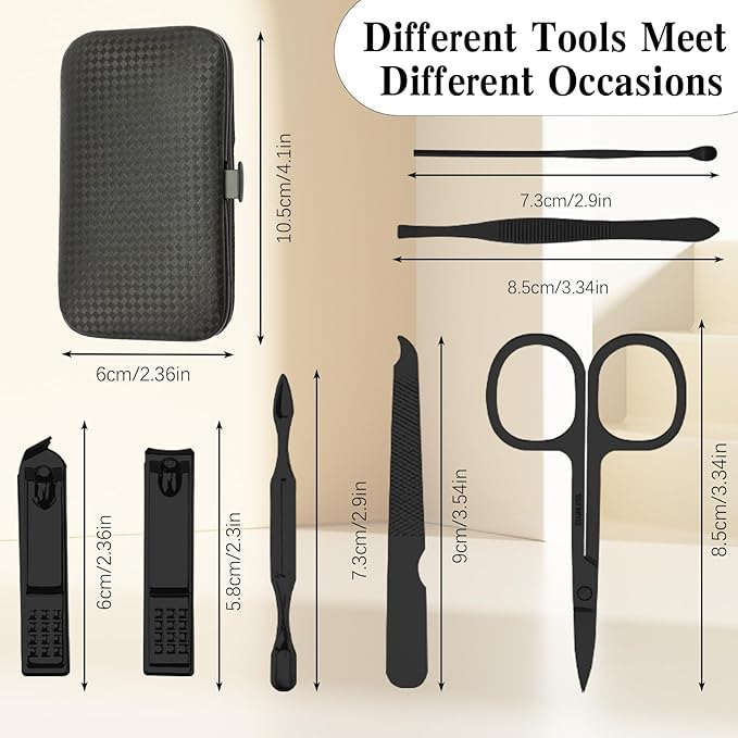 Easter Basket Stuffers for Teens Manicure Kit for Men Women Nail Clippers Pedicure Tools Kit Travel Nail File Toe Set Finger Grooming Kits Gifts Ideas Stocking Stuffers Kids Boys Girls Friends(Black)