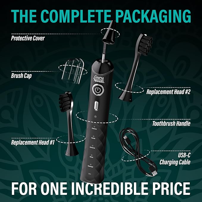 GuruNanda Pressure Sonic 2.0 Electric Toothbrush Black