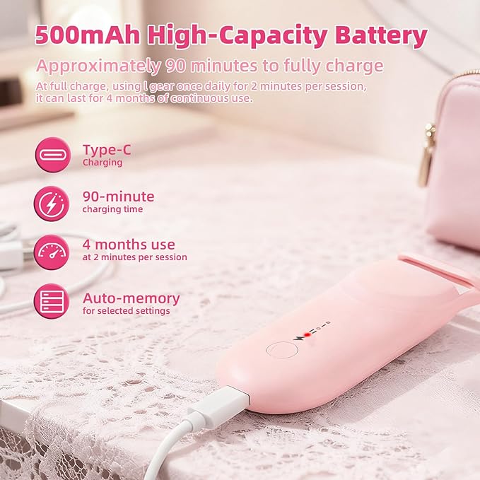 Heated Eyelash Curler, 10s Fast Heating Portable Electric Lash Curler, Type-C Rechargeable Travel Eye Lash Curlers with Anti-Scalding Silicone Pad, 2 Temp Modes & 24H Long Lasting Curves (Pink)