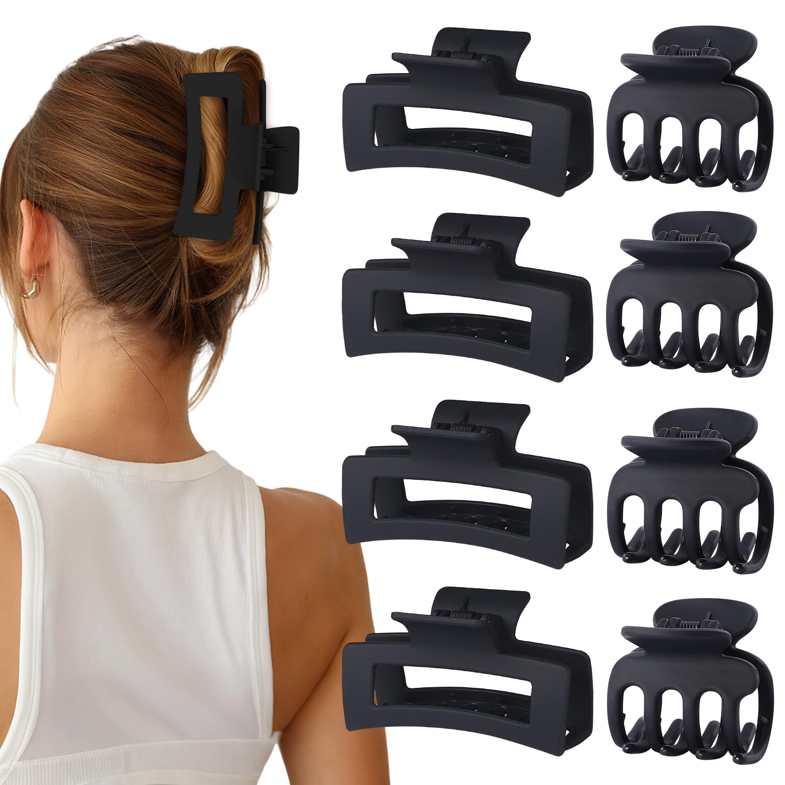 SMKSL 8 Pcs Hair Claw Clips for Women & Girls 2 Styles Hair Accessories
