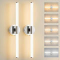 Bathroom Wall Sconces Set of 2 Hardwired, Dimmable 5CCT LED Bathroom Light Fixtures Over Mirror, 360° Full Lighting 23 inch Vanity Light Bar Modern Chrome Wall Sconce for Bedroom Living Room