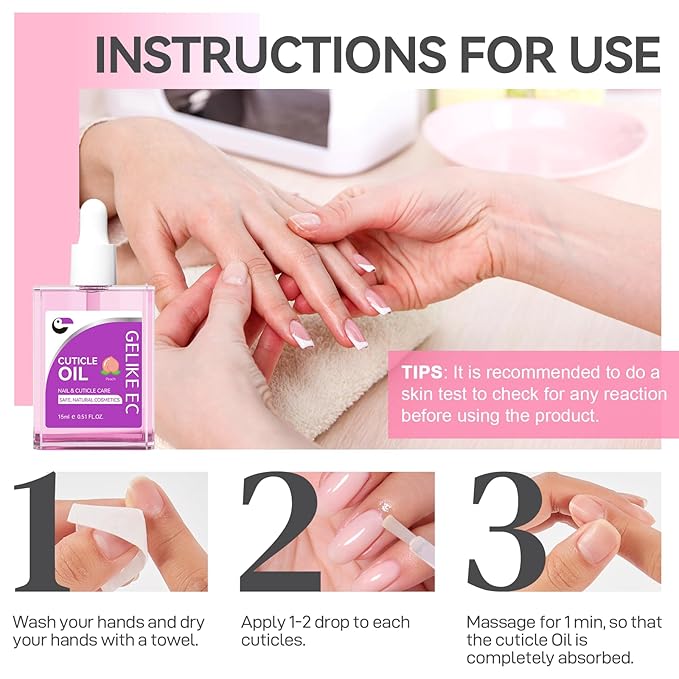 Gelike EC Nail Cuticle Oil - Peach Scent Organic Nail Moisturizing With Natural Jojoba Vitamin B & E for Nail Bed ＆ Damaged Nails Repair Treatment- Cuticle Cream for Nail Growth and Strength(15ml)