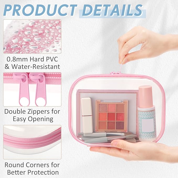 Sanwuta 10 Pcs Hard Zipper Case Clear Hard Pouches Plastic Zipper Pencil Portable Box Toy Storage Bins Plastic Container for Travel Toiletry Office Cosmetic Block Puzzle Organizer (S/m,Macaron Color)