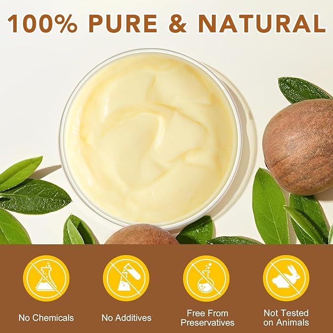 IRSRDOQU Shea Butter Raw, 2 Pack Shea Butter for Face & Body with Vitamin A,and F, Hand Cream, Long-Lasting Hydration & Deeply Moisturizing for Dry & Cracked Skin, SkinCare, Keeps Skin Healthy