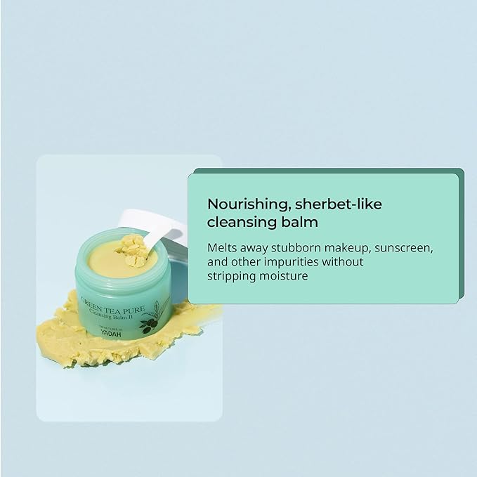 YADAH Green Tea Matcha Sorbet Cleansing Balm II (3.38 fl oz) – Makeup Remover for Sensitive Skin, Gentle Melting Balm, Hydrating, Residue-Free, Vegan