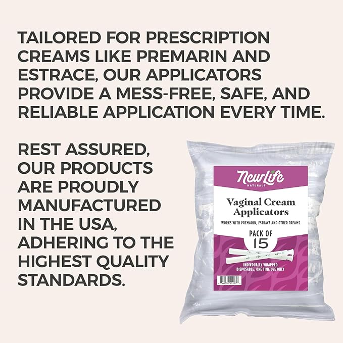 Disposable Plastic Vaginal Cream Applicators Hygienic Threaded Injector Applicator Preseed Estrace Premarin OTC Cream Products Dosage Markings- 15 Pack