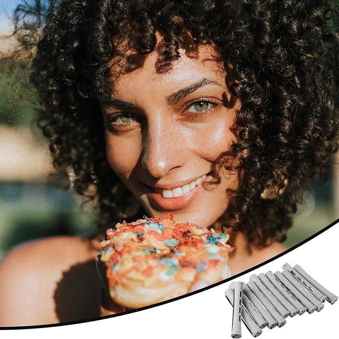 30 Pcs Perm Rods Set for Natural Hair Plastic Cold Wave Rods Hair Curling Rollers DIY Hairdressing Tools for Natural Hairs Long Short (Grey)