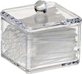 UShioart Stackable Square Acrylic Cotton Ball Holder Q-tip Holder Bathroom Swab Dispenser (Single pack)