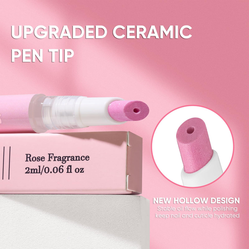 SASSYTIP Ceramic Cuticle Pusher & Oil Pen 2ml Nail Care Strengthen