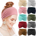 10 Pcs Wide Headbands for Women Non Slip, Stretchy Turban Hair Bands for Big Hair, Extra Thick Sports Headwrap for Workout Running Yoga, Colorful Elastic Hair Accessories for Ladies Gifts (10 Color1)