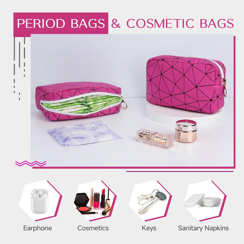 Likesing Period Bag Pouch, Leather Tampon Holder for Purse-Rose Red