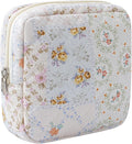 RSRSLEII Small Quilted Cosmetic Pouch for Purse, Mini Cotton Makeup Bag with Compartments, Cute Zipper Lipstick Holder for Women (14Mixed Flowers)