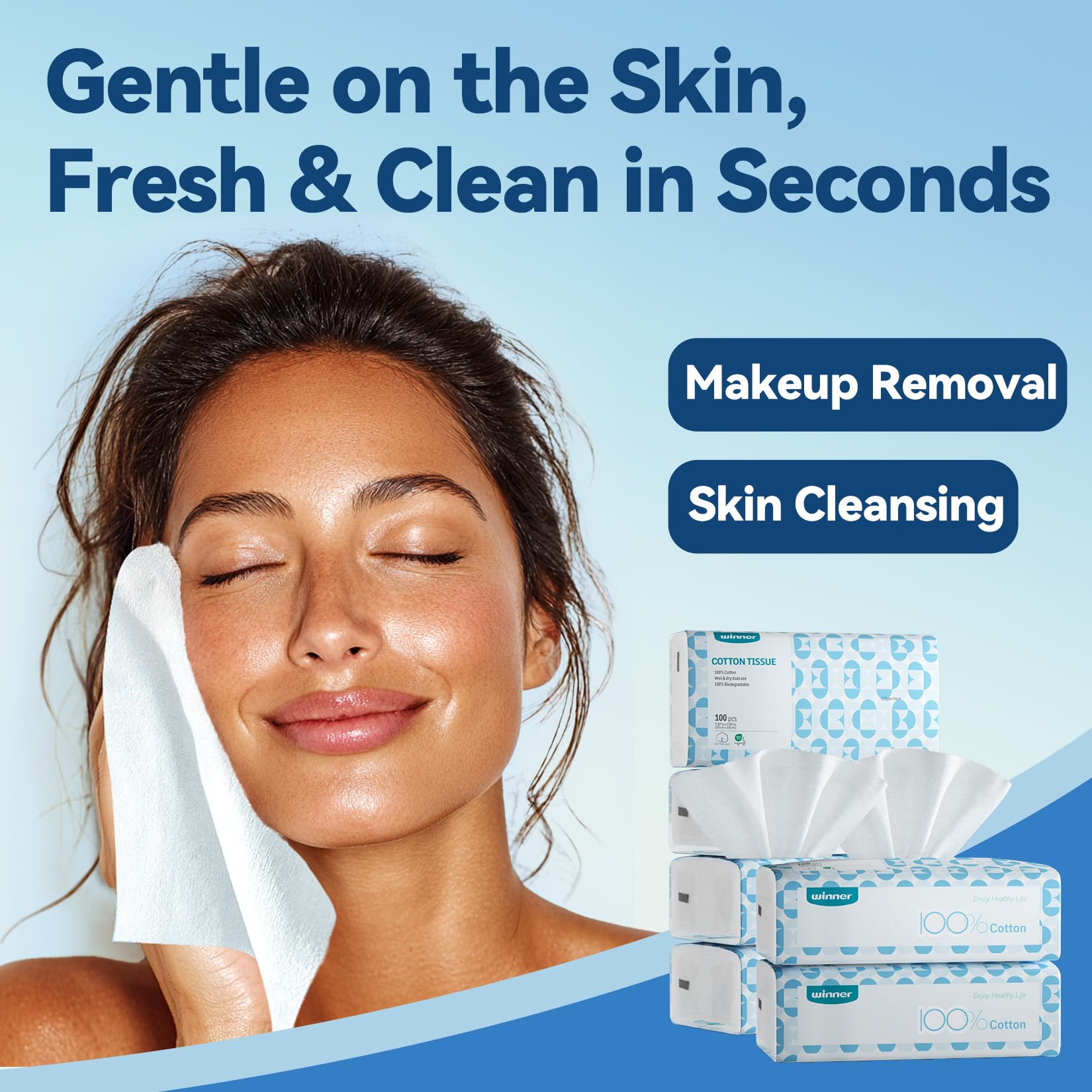 Winner Disposable Face Towels, 100% Cotton, 600 Count (Pack of 6)