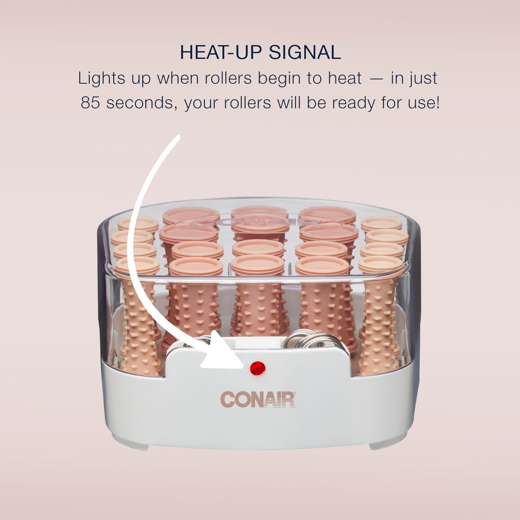 Conair Double Ceramic Hot Rollers for Long, Medium, and All Hair - Hair Curler - Hair Roller Clips Included - 1/2 inch, 3/4 inch, and 1 inch Rollers