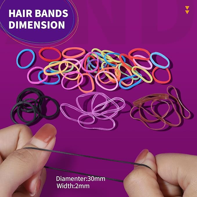 Teenitor Hair Elastics, 2000pcs Hair Rubber Bands, Clear,Black,Brown