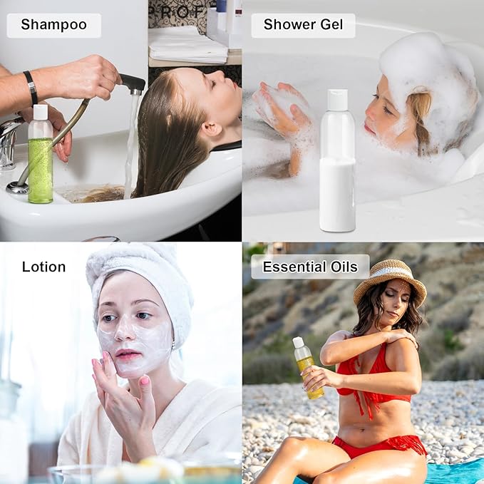 ZLEVEAYN 20 Pack 8 oz Clear Plastic Bottles with White Disc Caps Refillable Empty Squeeze Containers Cosmetic Bottles for Toiletries Conditioner Shampoo Lotions Gels