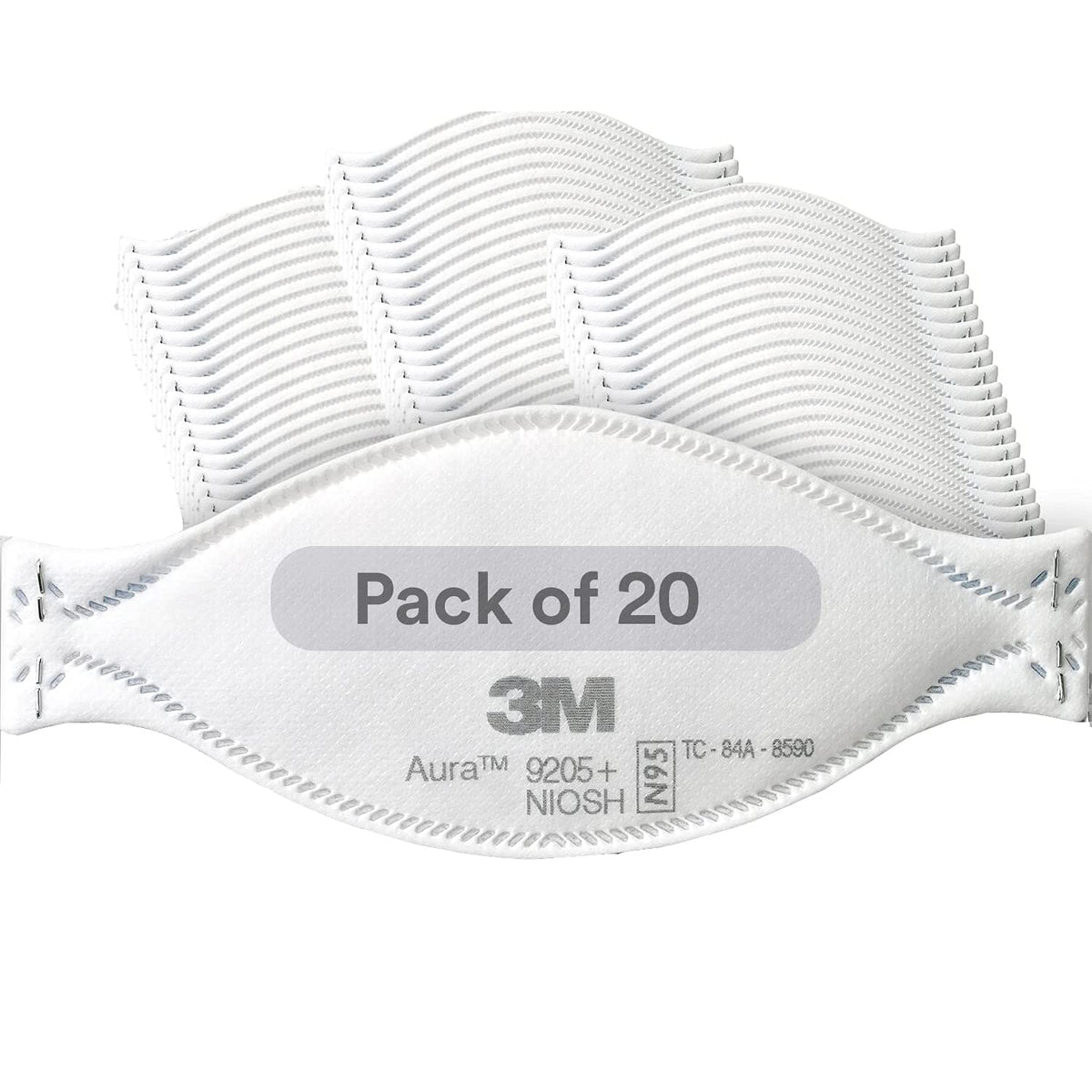 3M Aura Particulate Disposable Respirator 9205+, N95, Pack of 20, NIOSH