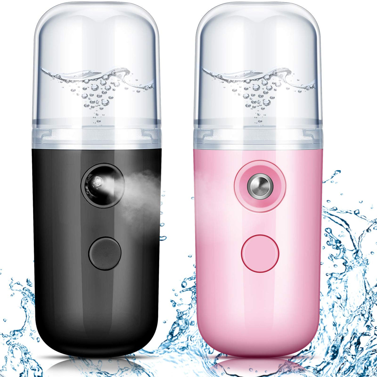 Honoson 2 Pack Nano Facial Mister Portable Sprayer(Black and Blue)