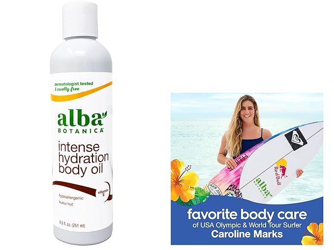 Alba Botanica Hawaiian Organic Body Oil - Kukui Nut - 8.5 Ounce (Pack of 2), 'Packaging may vary'