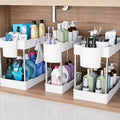 JYSMYWS 3 Pack Under Sink Organizer Bathroom and Storage Cabinet (White)