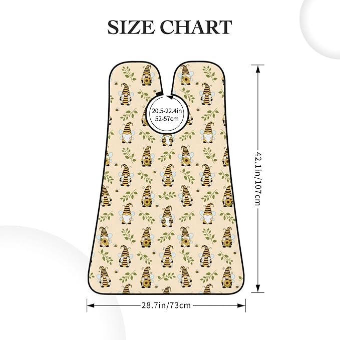 Adjustable Beard Catcher Apron, Cute Gnomes Bees Sunflowers Print Shave Bib, Non-Stick Waterproof Grooming Bib, Shaving Essential for Men Dad Christmas