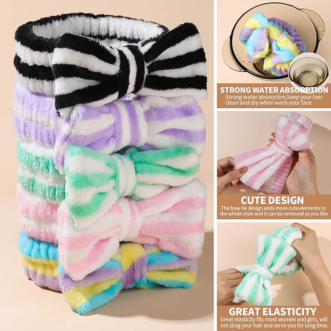 Teenitor Makeup Headband, Spa Headband For Girls, Bow Headbands, Fuzzy Headbands for Washing Face, Head band Skincare