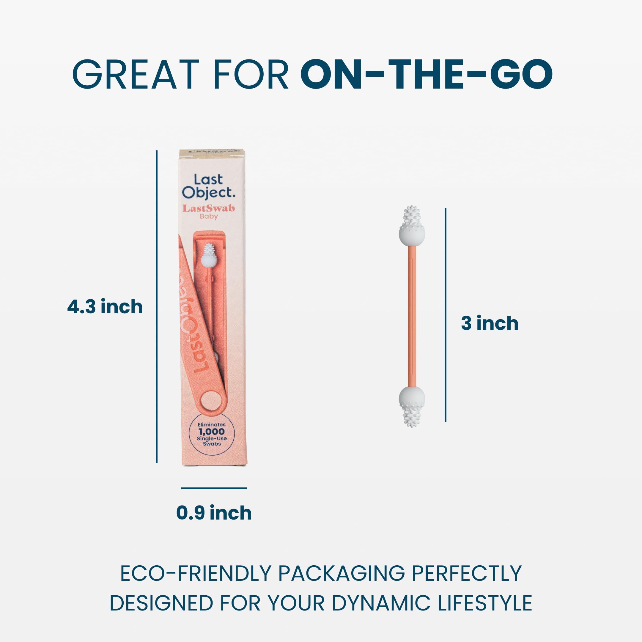 LastSwab™ Baby Reusable Q-Tips for Newborns & Infants - Gentle Silicone Safety Swabs, Ear & Nose Cleaner - Washable Cotton Swab Alternative, BPA-Free, Zero Waste - Peach