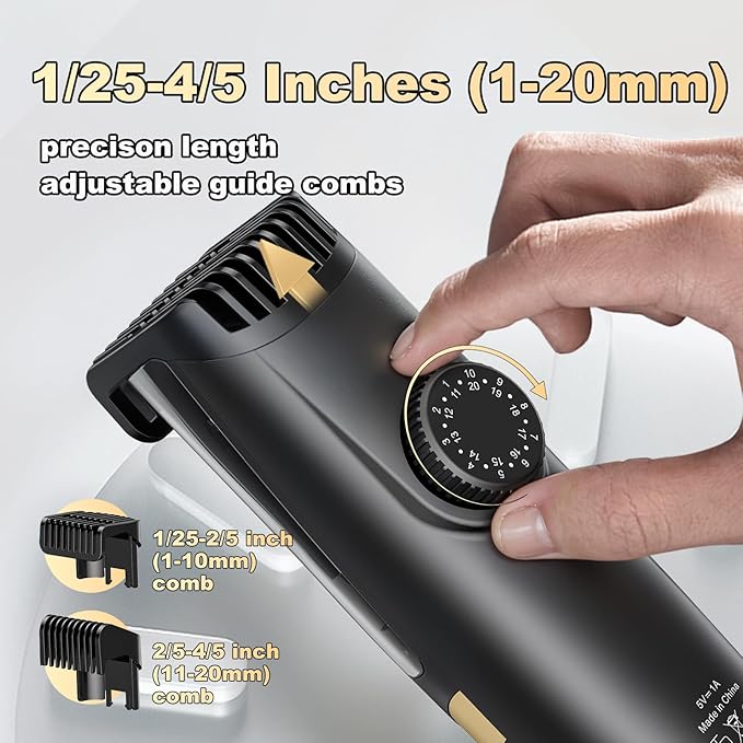 Beard Trimmer for men, Vacuum Mustache Trimmer Electric Shaver, Black