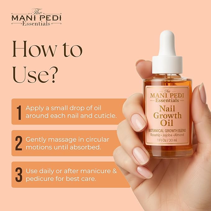 TMPE Nail Growth Oil 1 fl oz | Rosehip, Jojoba & Almond Oil Blend | Fast Nail Growth Serum for Stronger Longer Nails | Cuticle Oil Strengthener | Nourishing Nail Treatment for Brittle Damaged Nails