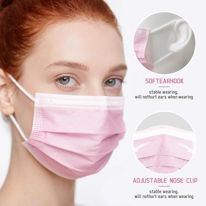 NNPCBT 5 Color Disposable Face Masks 125 Pack,3-Ply Breathable Mask For Adults,Great For Outdoors,Home, Office, School