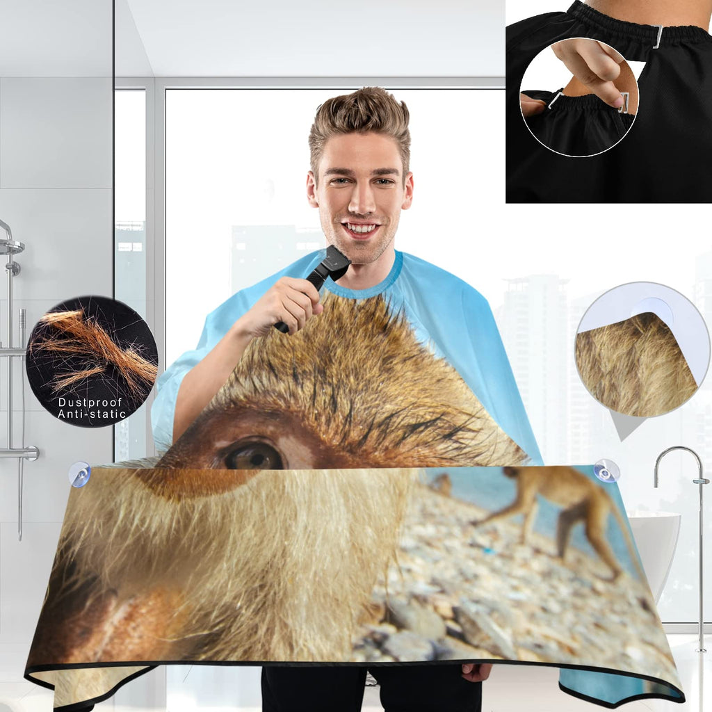 Visesunny Barber Cape - Monkey Polyester Hair Cutting Salon Apron, Anti-Static Haircut Water-Resistant Shaving Cloth, Beard Shaving Bib, Hairdressing Cape