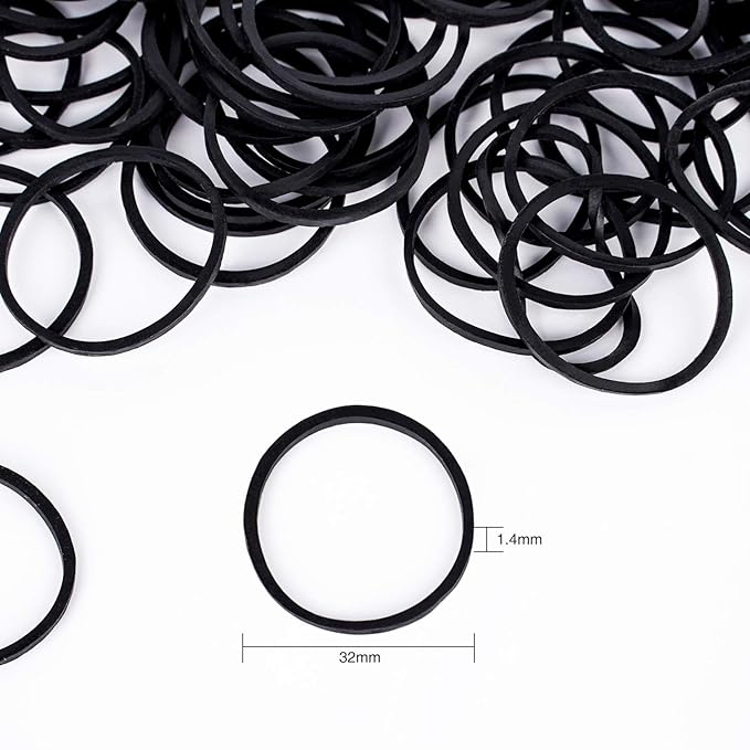 HOYOLS Large Rubber Bands for Hair, 1 1/4 Inches Black Hair Ties