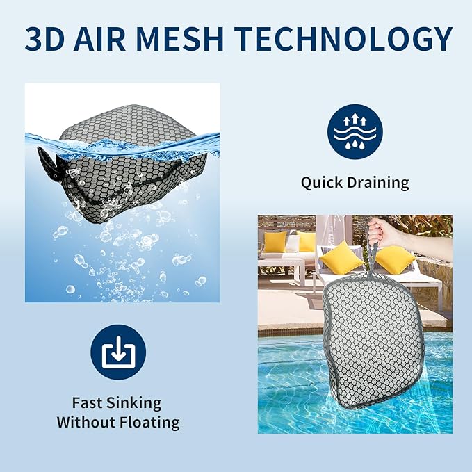 Hot Tub Booster Seat, Weighted SPA Booster Seat Cushion for Adults, 3D Air Mesh Hot Tub Seat Accssories with Non-Slip Micro Dot Bottom,Indoor or Outdoor Quick Dry Hot Tub Pillow (1 Pack-Grey)