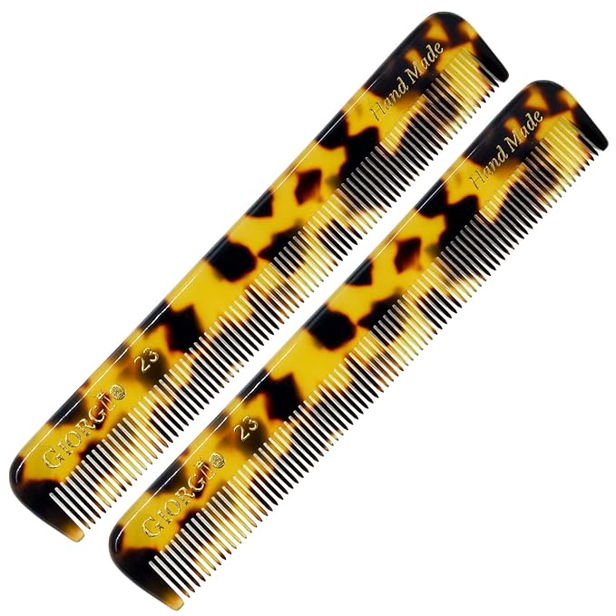 Giorgio G23 Handmade Fine Tooth Comb for Men, Mustache and Beard Comb for Men, Hair Combs for Everyday Grooming, Saw Cut and Hand Polished (4.6")