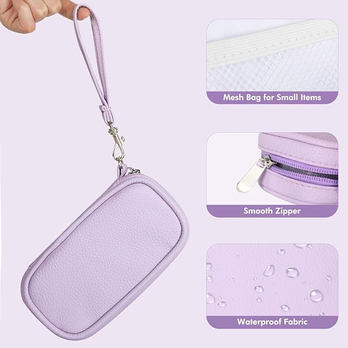 Teircno Portable Tampon Storage Bag,Tampon Holder for Purse, Small Organizer Bag with Handle, PU Period Pouch, Small Case for Feminine Products with Zipper Period Bags for Women