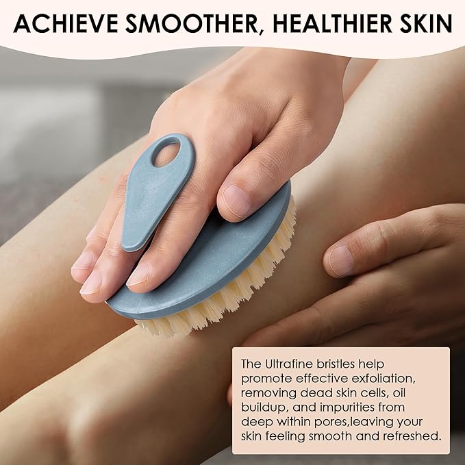 INNERNEED Food-Grade Soft Silicone Body Scrubber with PP Exfoliating Brush