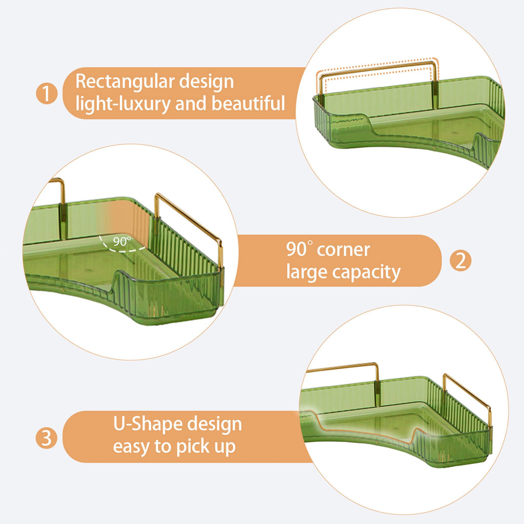 Weidace Corner Bathroom Counter Organizer Bathroom Countertop Shelf Makeup Organizer for Vanity Perfume Tray for Corner Storage (2 Tiers, Green)
