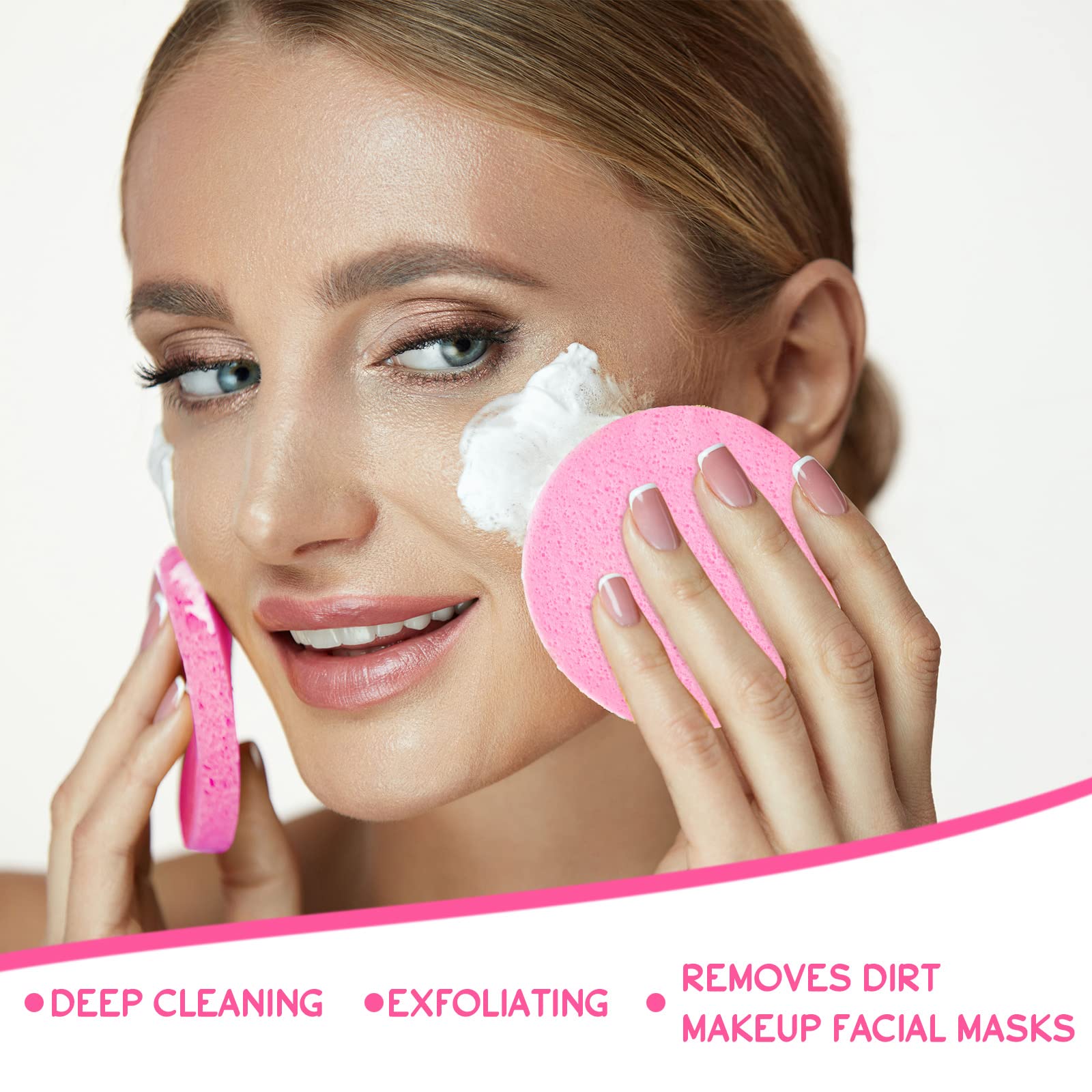 Foaincore 600 Pcs Compressed Facial Sponge Round Facial Sponge for Estheticians Face Sponges for Cleansing Makeup Removal Wash Pads Disposable Sponges for Women Spa Exfoliating (Pink)