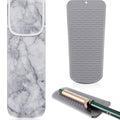 Shappy 2 Pcs Heat Resistant Curling Iron Flat Iron Travel Case,Marble