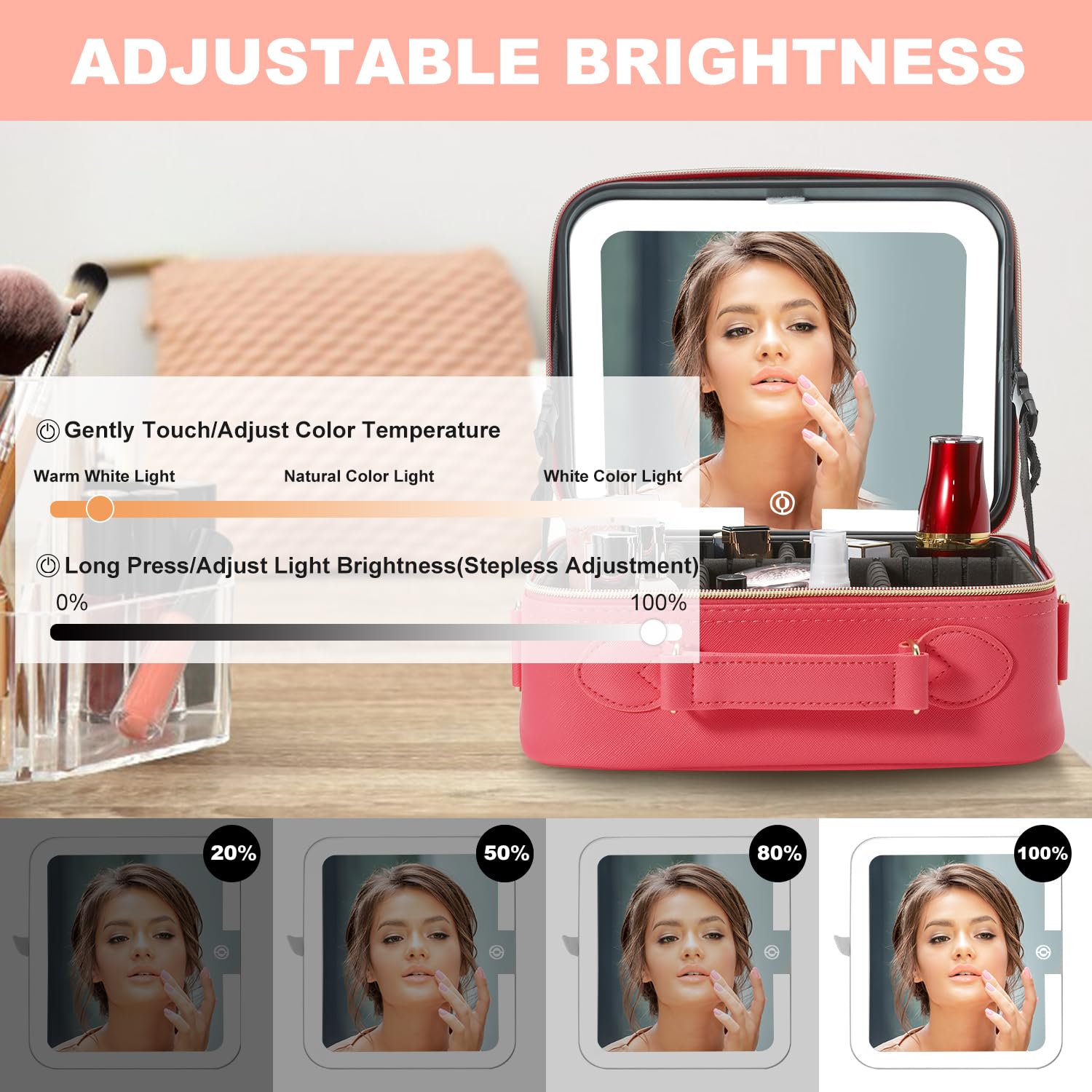 Mocado Travel Makeup Bag with Mirror Makeup Case with 10x Magnifying Mirror