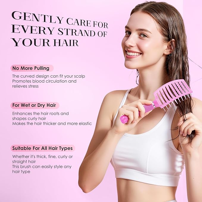Bsisme Hair Brush with Hair Clips, Vented Brush for Faster Blow Drying