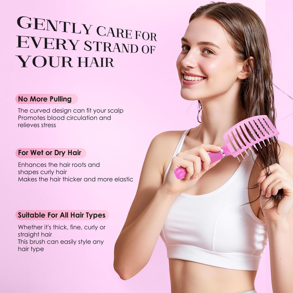 Bsisme Hair Brush with Hair Clips, Vented Brush for Faster Blow Drying