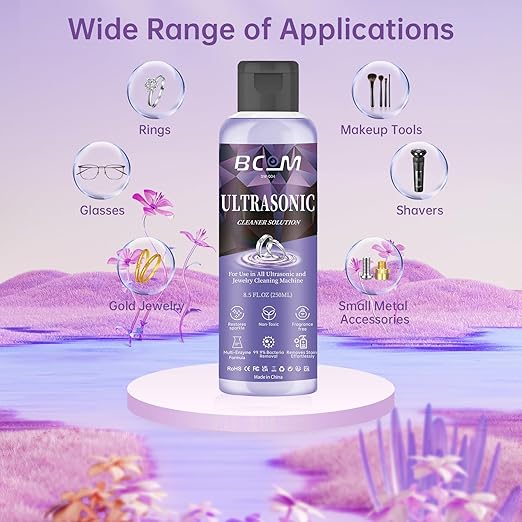 Ultrasonic Jewelry Cleaner Solution 8.5oz for Rings, Gold, Diamond, Glasses