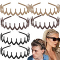 Supgoodom 6 PCS Zig Zag Headbands Plastic Wavy Hair Head Band Comb with Teeth Hoop Accessories for Women Men Girls, Matte Morandi