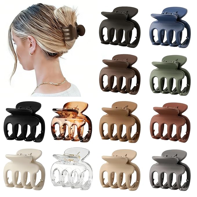 Sisiaipu 12Pcs Hair Clips for Women 1.8 Inch Small Claw Clips for Thin Hair Medium Hair Claw Clips for Thick Hair Accessories for Women Girls (Transparent)