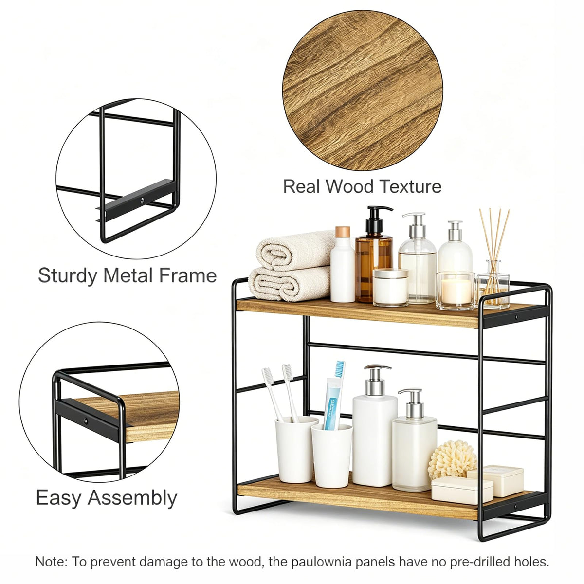 SRIWATANA 2-Tier Bathroom Counter Organizer, Set of 2, Carbonized Black