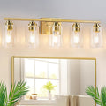 VerRon 5-Light Bathroom Light Fixtures, 31" Gold Modern Vanity Lights