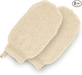 GUARD&MARINE Natural Shower Mitts - Hemp Bath Gloves for Skin Exfoliation, Mitt Washcloth for Body Scrub and Cleansing - Soft Loofah for Men and Women - Set of 2 Wash Mittens